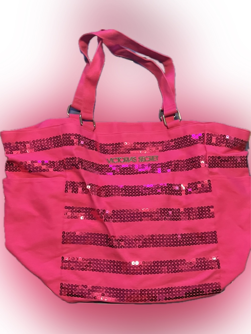 Victoria's Secret Pink Sequin Stripe Tote
